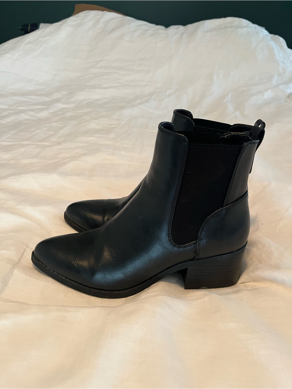 Black Leather Chelsea Ankle Boots - Women's